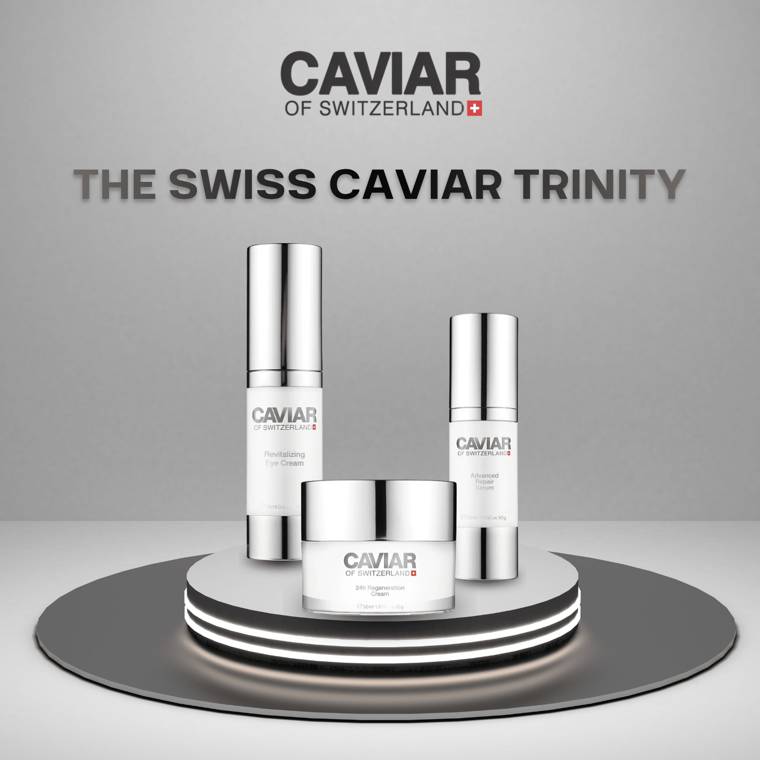 Swiss Caviar Trinity caviar skincare set, three products